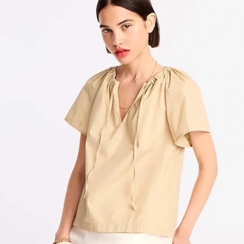 J. Crew Cotton Poplin Khaki Top